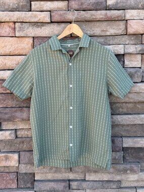 Common People Button-Up Shirt – Men’s Small – Green (Cotton/Linen Blend)